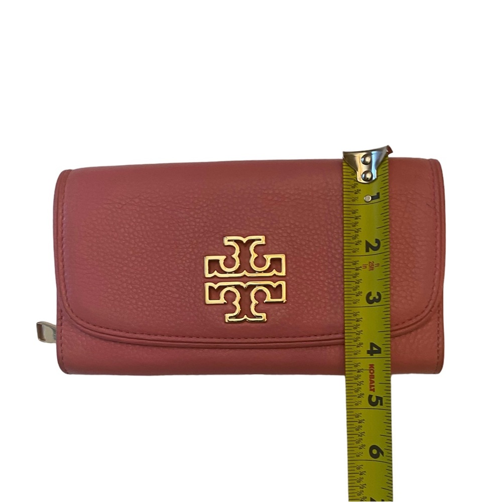 Tory Burch Britton Duo Envelope Continental Pink Leather Wallet - Picture 13 of 15